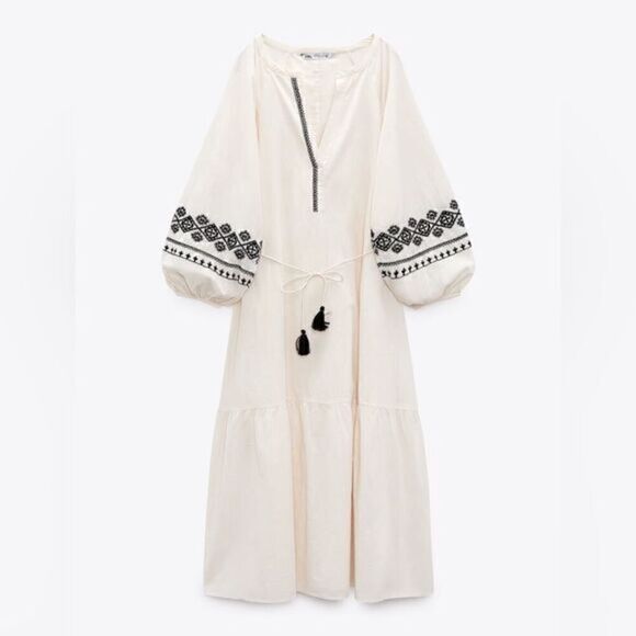 ZARA BOHO EMBROIDERED SHIRT DRESS‎ - Picture 10 of 13